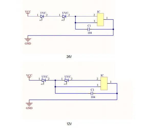 EC-11 internal circuit structure diagram for 12 V and 24 V versions