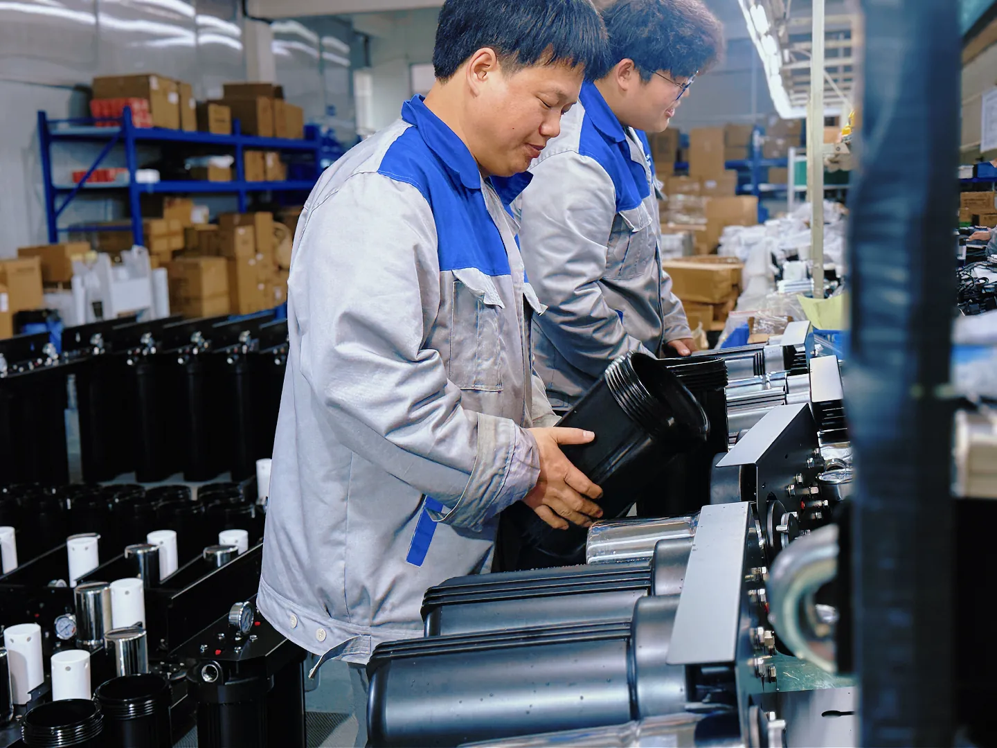 Agua Topone technicians assembling UV water treatment systems