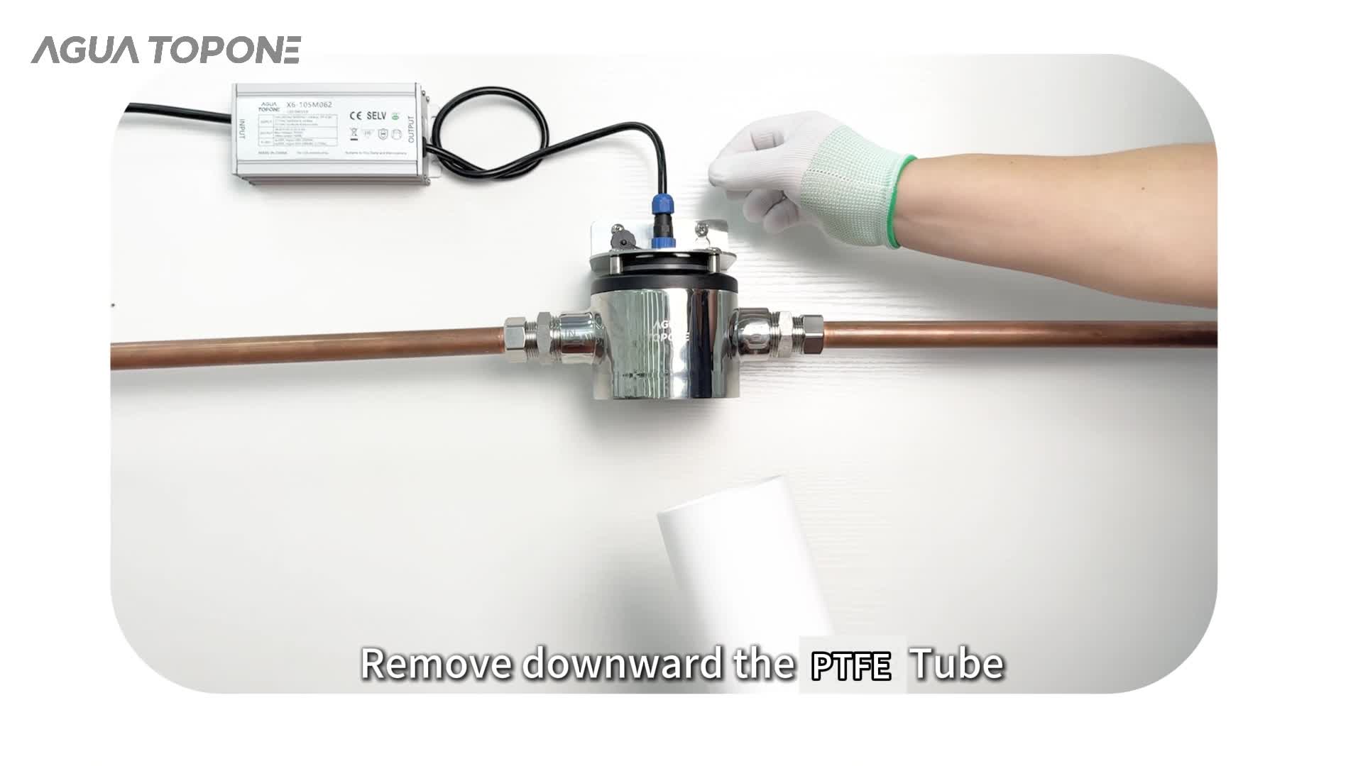 PTFE tube being withdrawn from the AGLED-40012