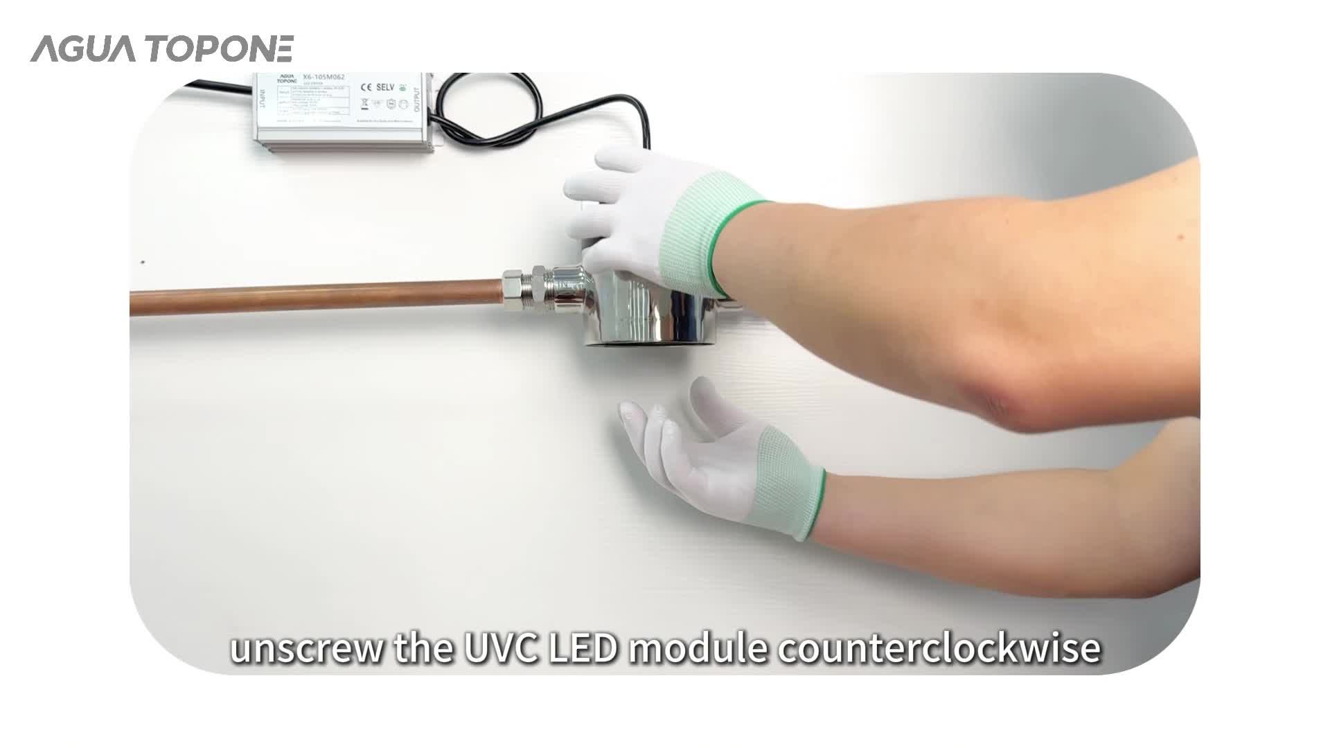Technician loosening the AGLED-40012 UVC LED module